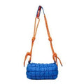 Women's lightweight nylon messenger bag in pillow shape with rhombus pattern and shoulder strap