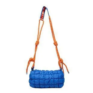 Women's lightweight nylon messenger bag in pillow shape with rhombus pattern and shoulder strap
