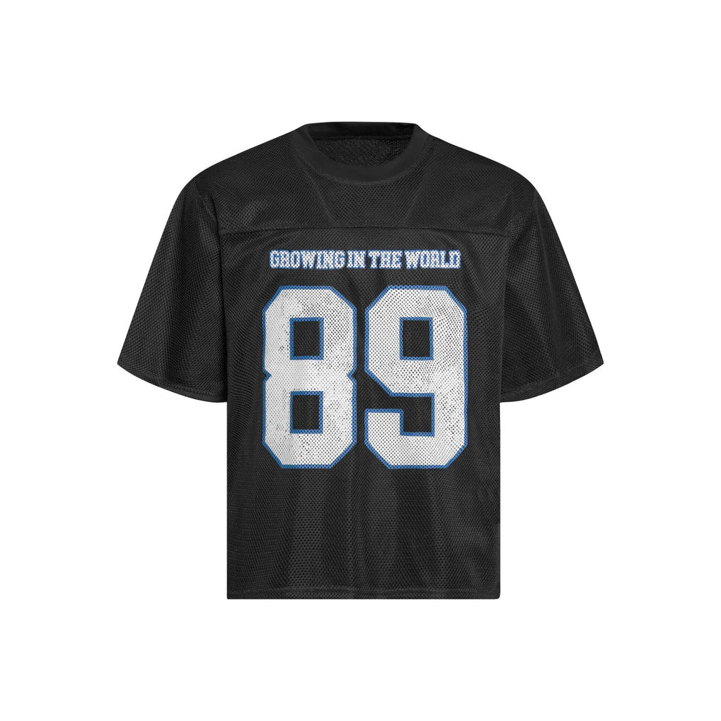 Loose-fit casual t-shirt with alphanumeric printing in black or white chemical fibre blend fabric