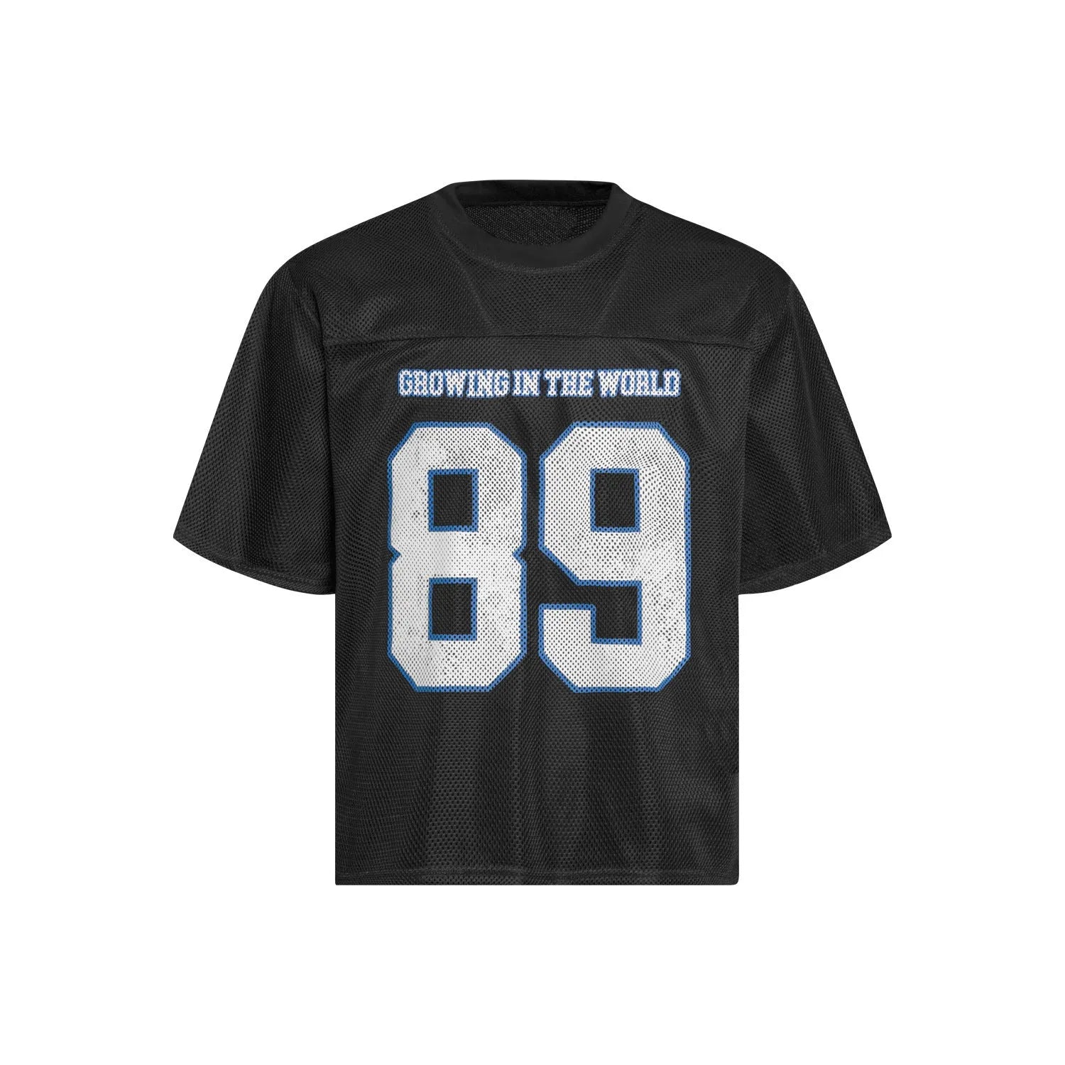 Loose-fit casual t-shirt with alphanumeric printing in black or white chemical fibre blend fabric