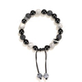 Black agate map stone diamond-shaped volcanic rock bracelet with electroplated finish.