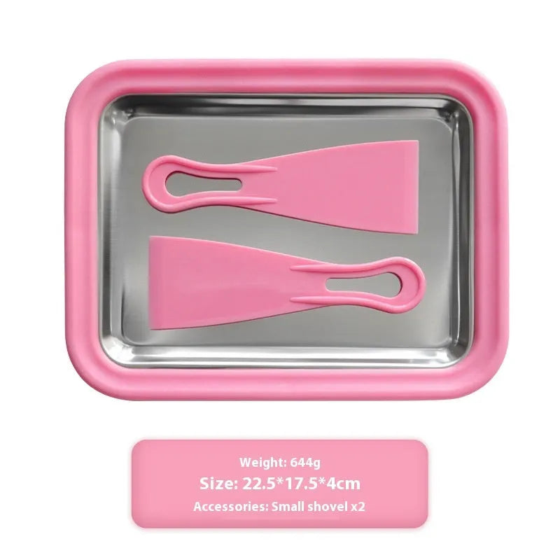 Manual DIY fried yogurt machine in green, pink, rose red, or white colour measuring 22.5cm by 17.5cm
