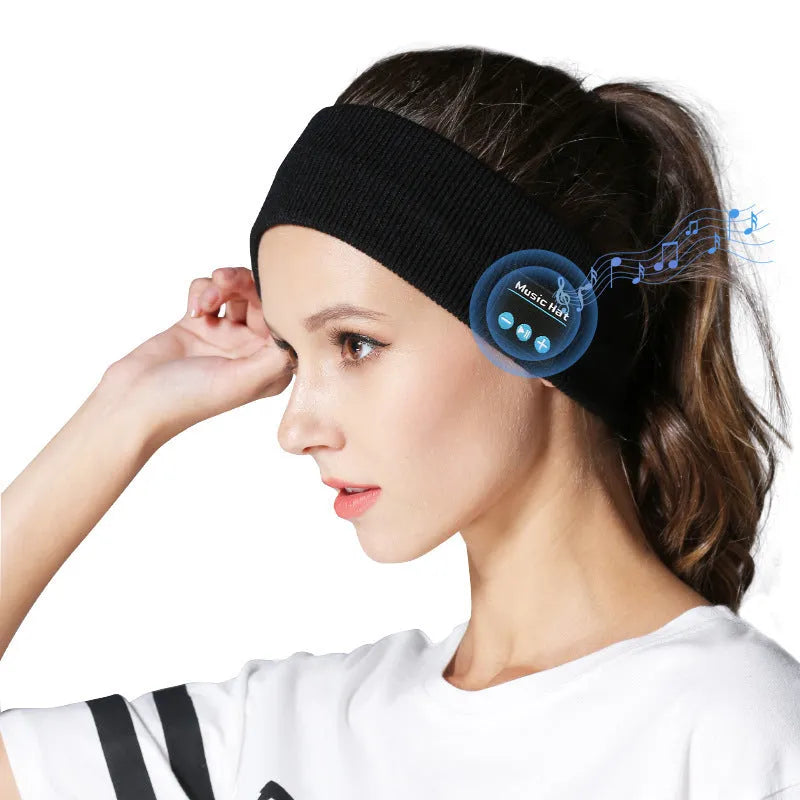 Bluetooth sports headband with integrated wireless earphones and removable washable cover