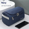 Large capacity waterproof cosmetic bag in PU leather or Oxford cloth, shown in beige colour.