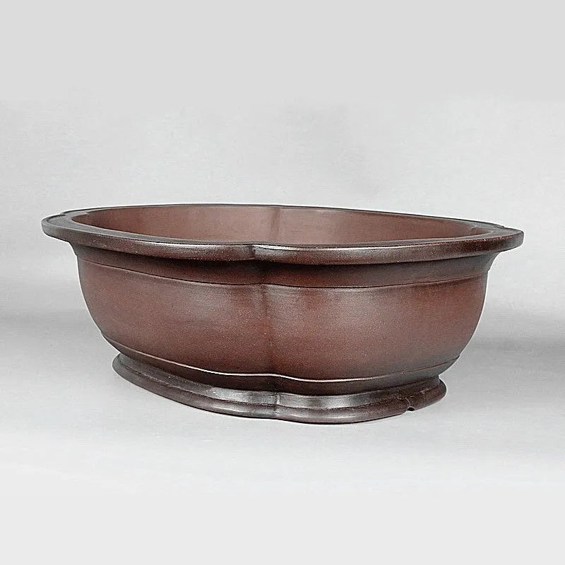 Handmade antique crabapple shaped purple clay flowerpot measuring 74cm long