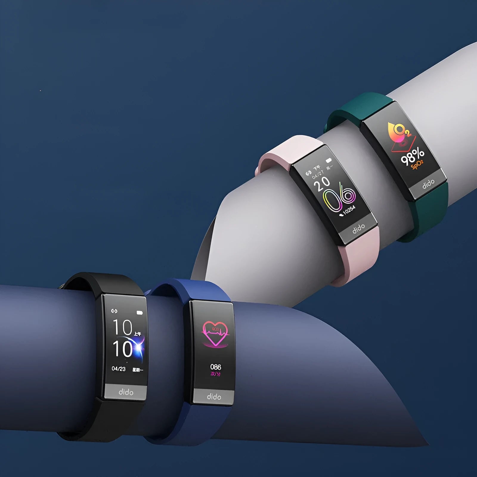 Y6 Black smart bracelet with a 1.1-inch screen displaying health metrics like ECG, blood pressure, and blood oxygen.