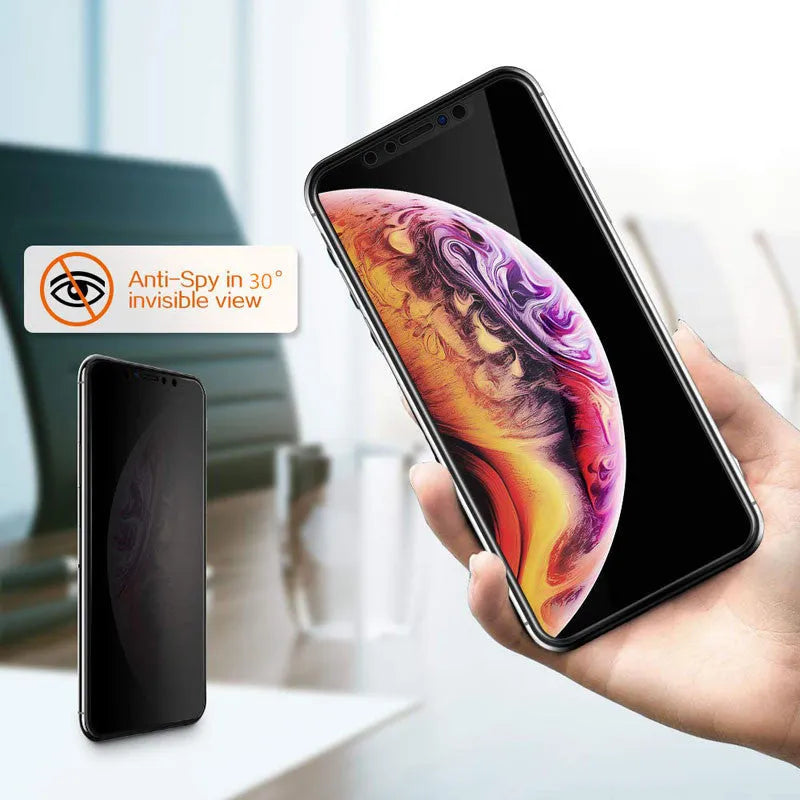 Black anti-peeping tempered glass screen protector for iPhone with HD clarity