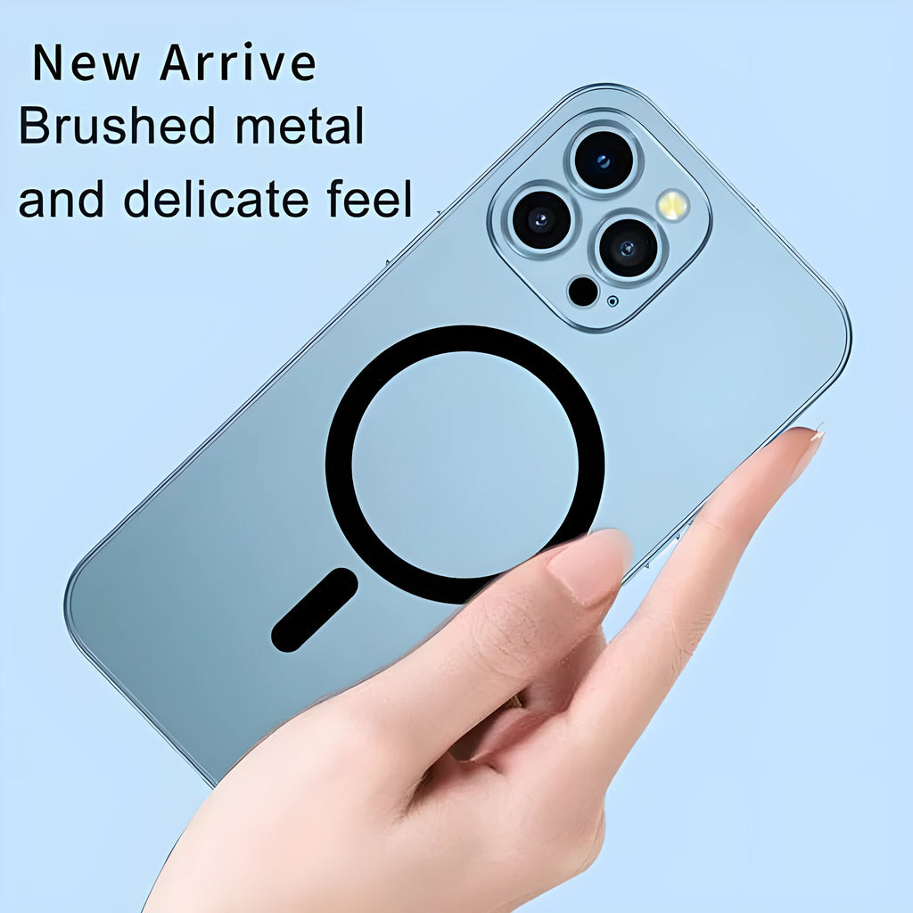 Aluminium alloy frame protective phone case for iPhone in dark purple, blue, silver, black, and gold colours.