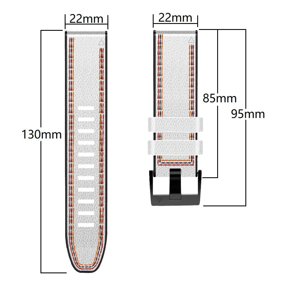 Silicone leather quick release watchband for Garmin Fenix smartwatches in multiple colours