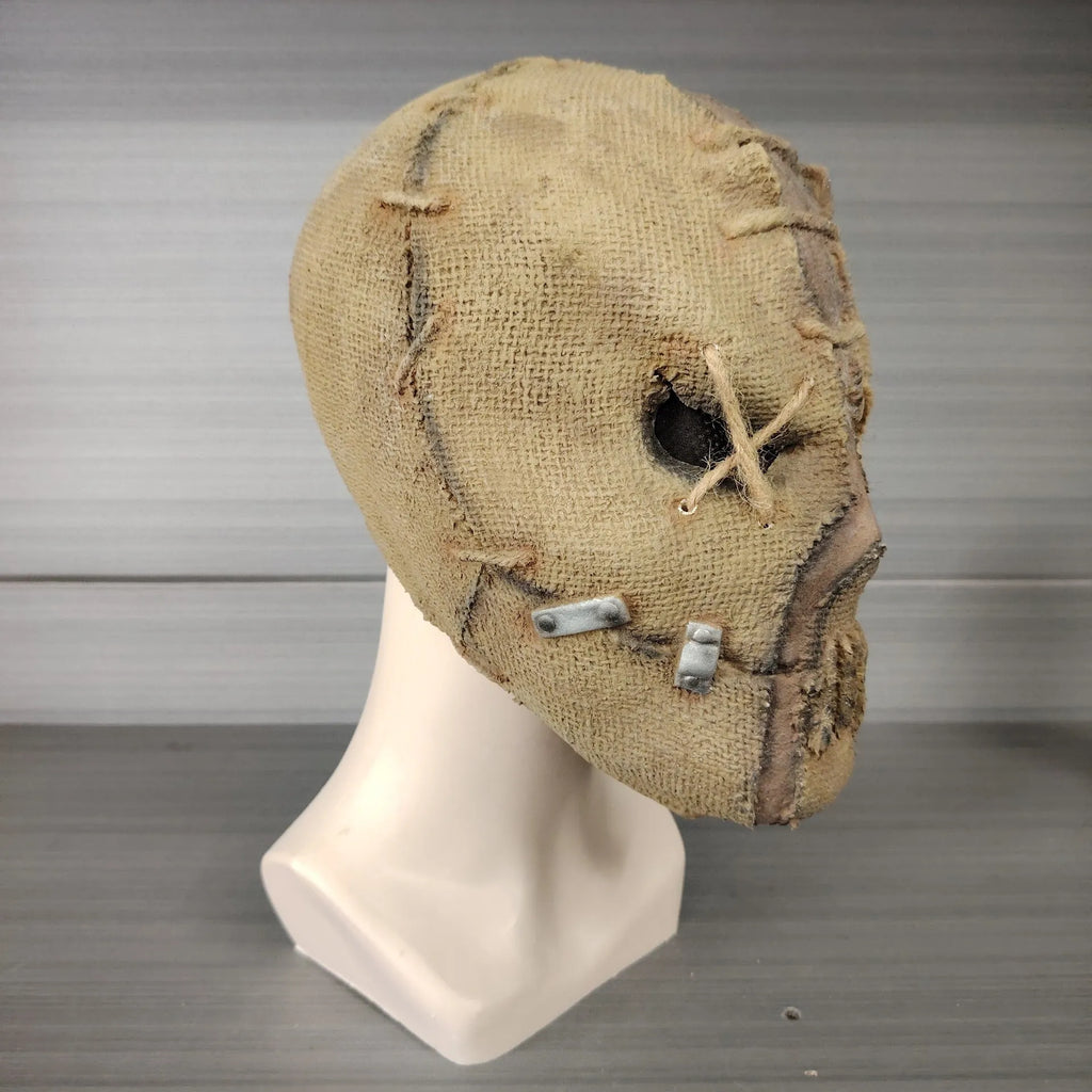 Scar skull latex mask head cover with realistic details for Halloween horror costume, 31cm height