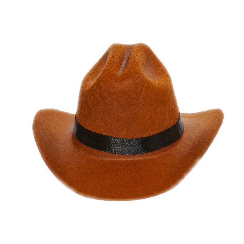 British-style cowboy hat for cats in non woven fabric with decorative band options