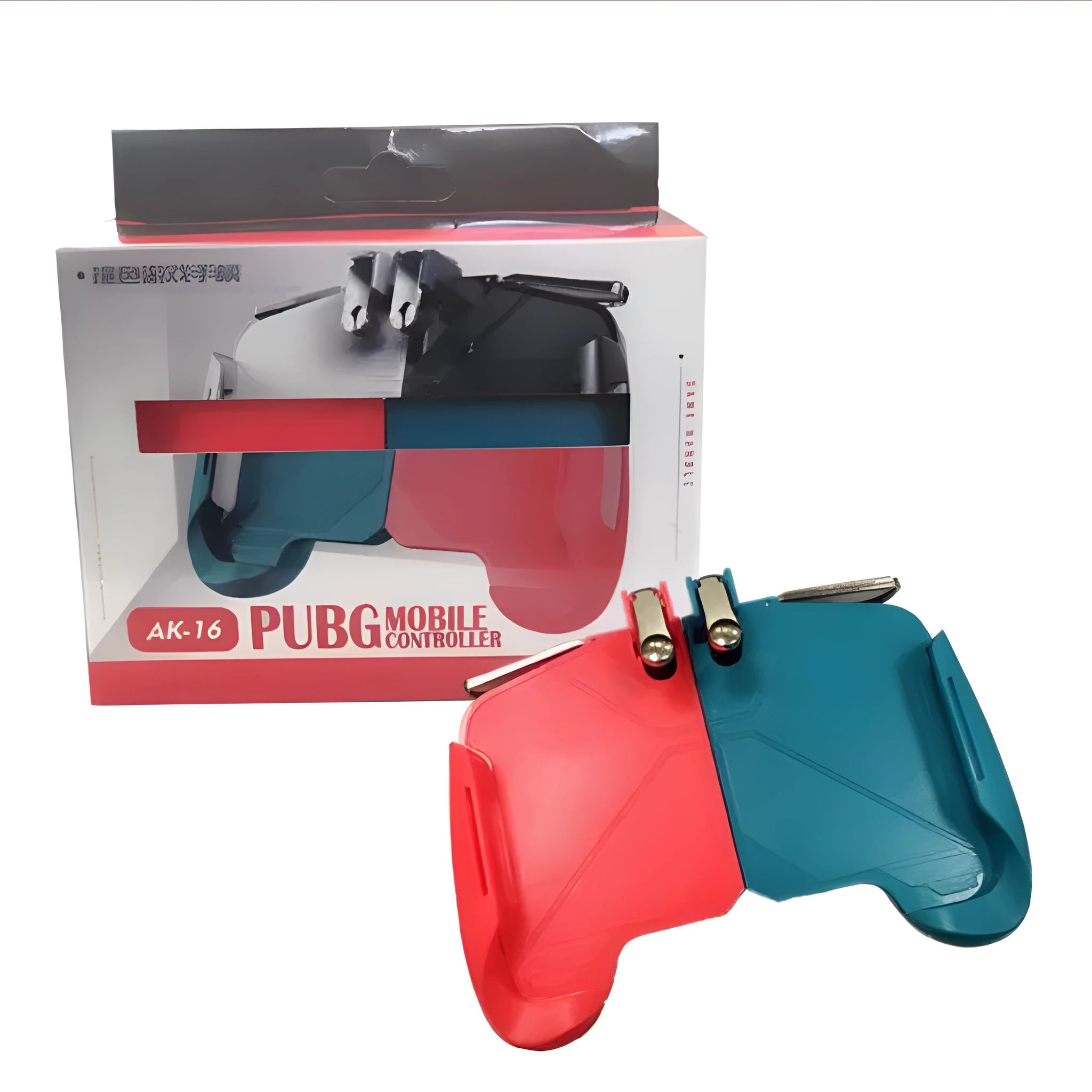 AK16 extendable game controller with L1R1 triggers attached to mobile phone for PUBG gaming