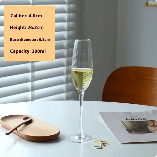 Champagne glasses goblet set with crystal designs including straight tulip waist bevel and flute styles