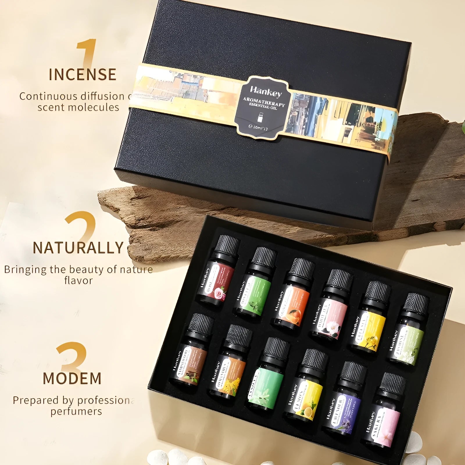 Boxed water-soluble aromatherapy essential oil sets for fresh air diffusion in multiple quantity options