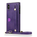 Leather messenger phone case with wristband and card holder for iPhone in black, red, rose gold, green, or purple