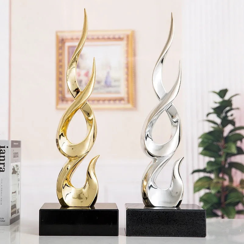 Resin festival high-rise ornament in bright gold finish with modern simplicity design