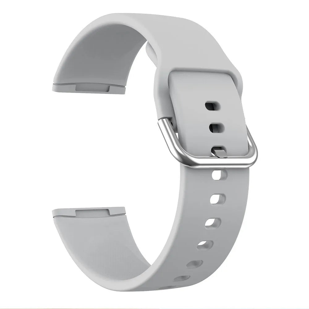 Solid colour silicone strap with silver buckle for Fitbit Versa 3 and Sense 2 smartwatches