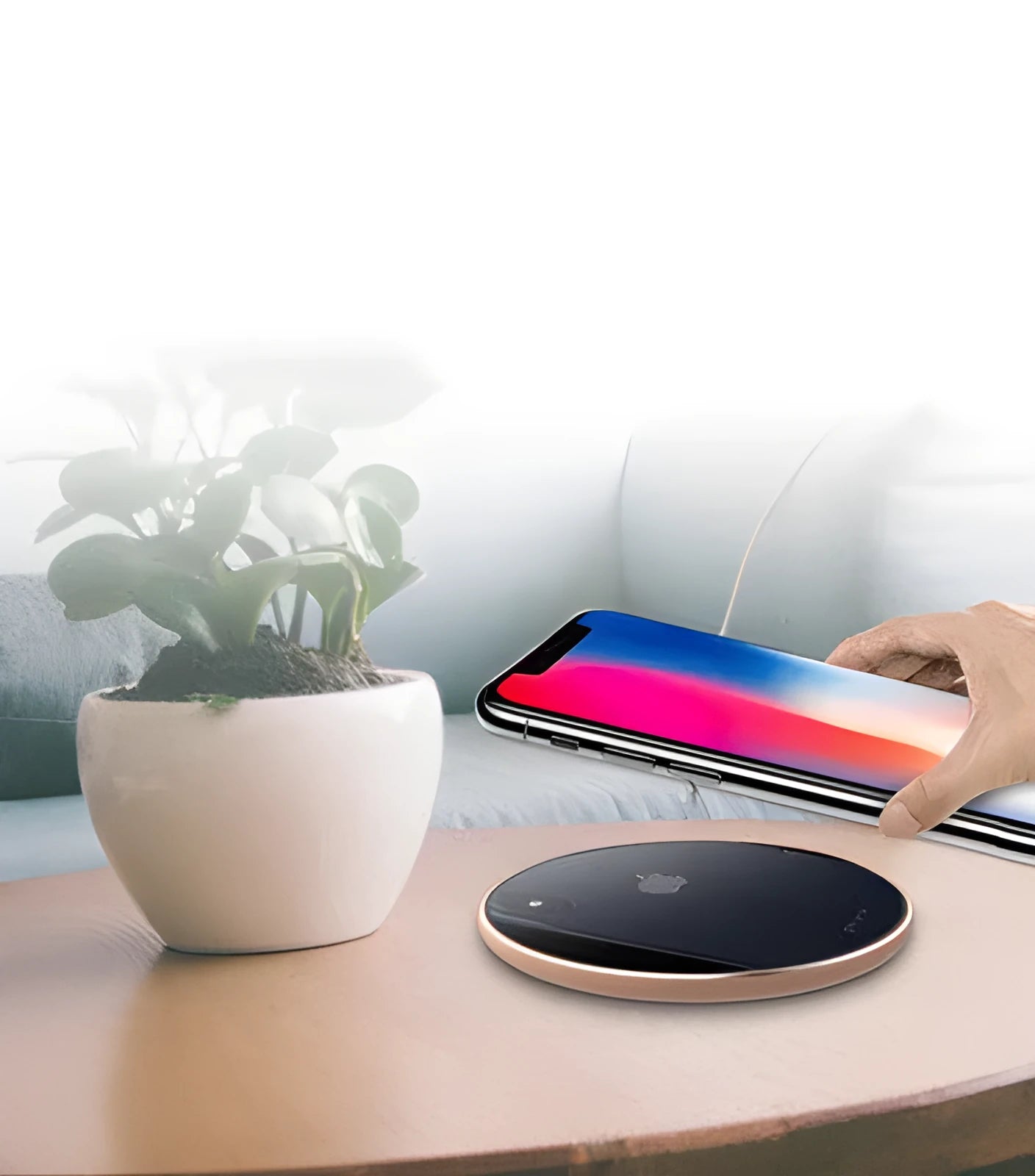 Ultra-thin aluminium alloy wireless charger in metallic colours with Micro USB port