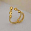 Gold or silver brass opening ring with sphere and circle design for women