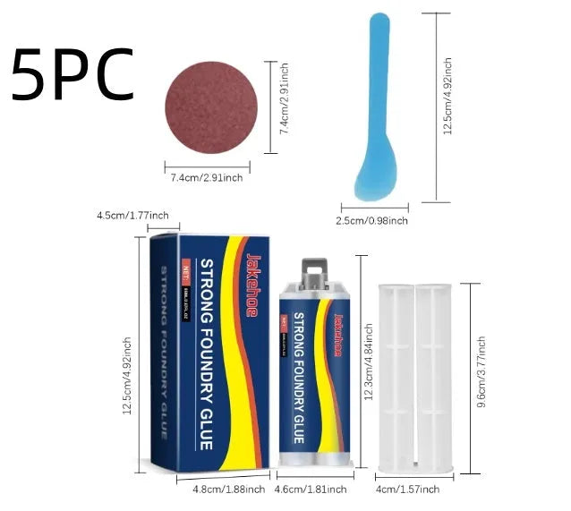 85ml two-component epoxy metal sealant kit with push rod, scraper, and sandpaper for stainless steel copper aluminium repair