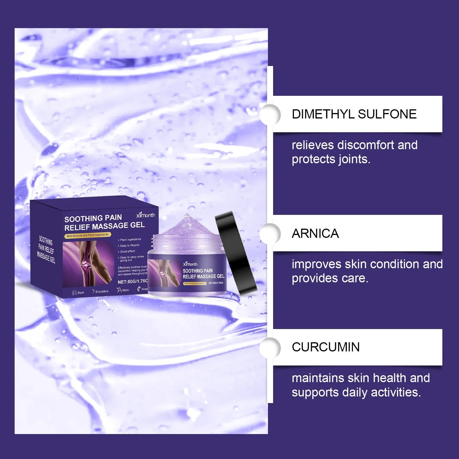 50g tube of herbal body joint care gel for muscle and joint relief with universal skin type compatibility