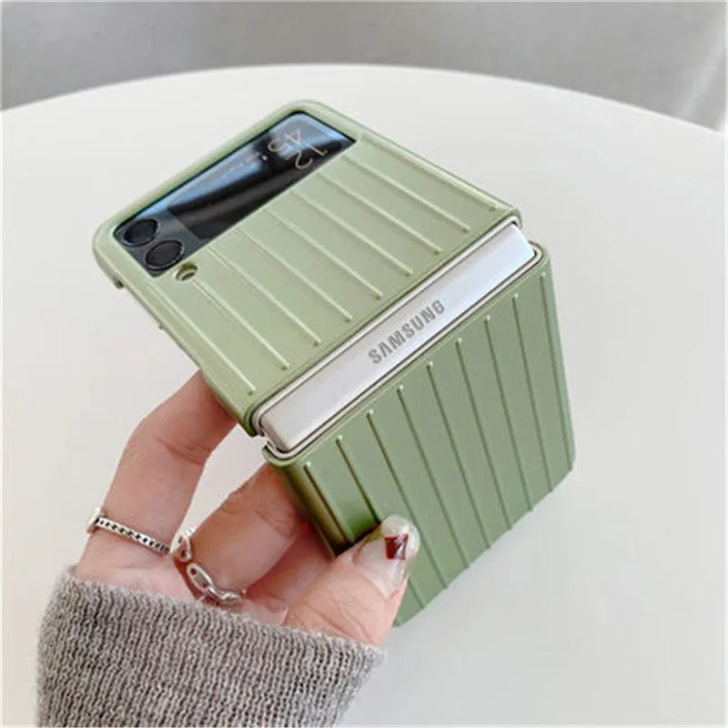 Samsung Z Flip3 ultra-thin flip case in seven colour options showing black red pink silver gold sky blue and light green