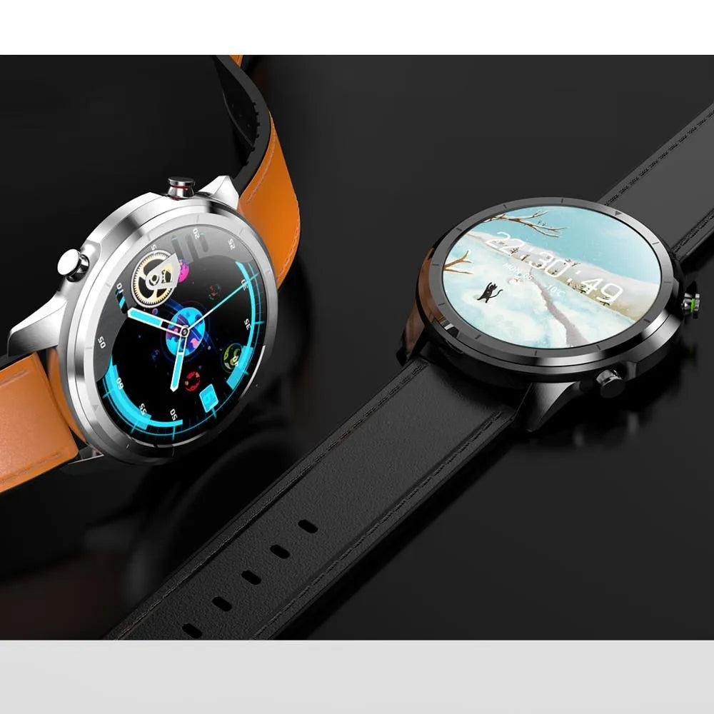 LEMFO LF26 smart fitness bracelet with touch screen, shown in black and silver colour options on a wrist.