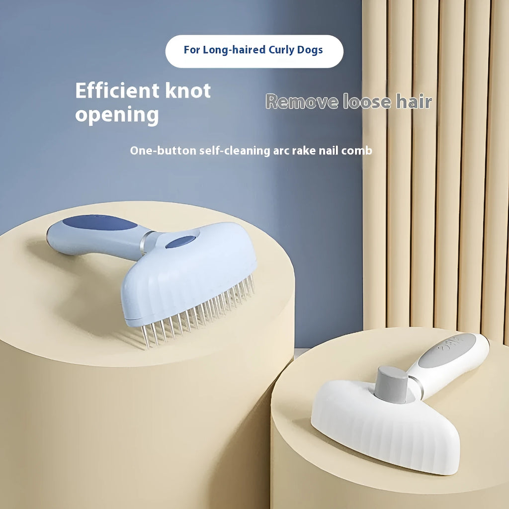 Azure light blue and apple white stainless steel double-row pet comb for dog grooming