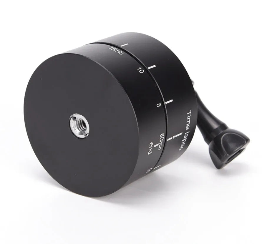 360-degree auto rotate camera tripod head base for timelapse photography with GoPro and DSLR compatibility