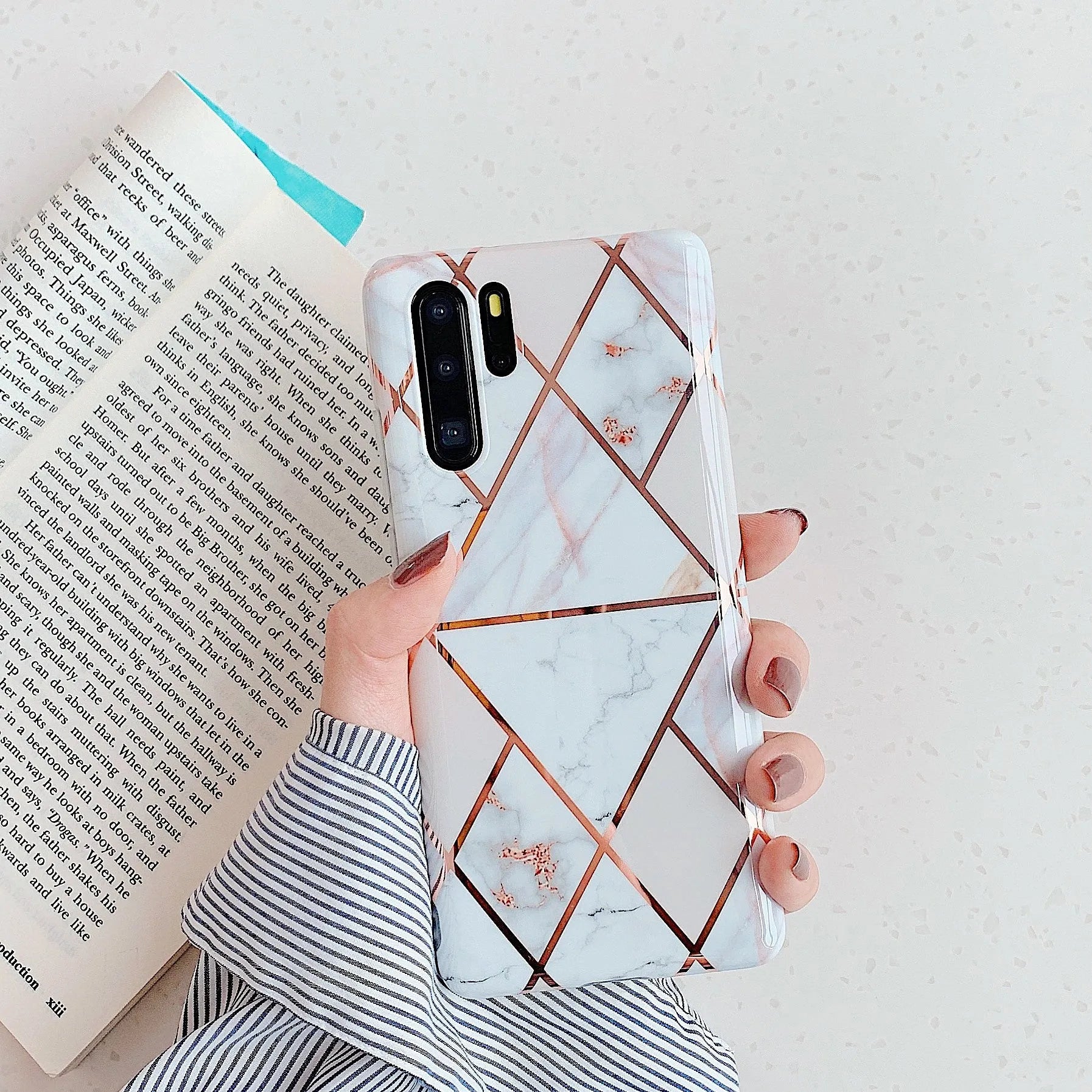 Electroplated marble pattern TPU phone case for Huawei and Samsung smartphones in various colours