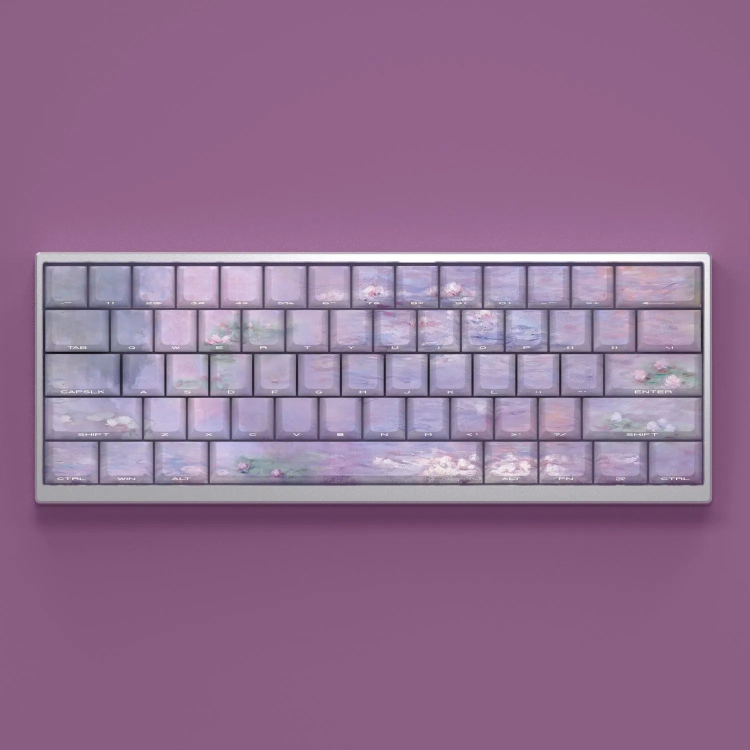 Wenshao Sleeping Lotus PBT key cap set with side-carved translucent characters for mechanical keyboards