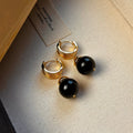 Gold-plated geometric tigereye earrings in French retro style, brown and black colour options
