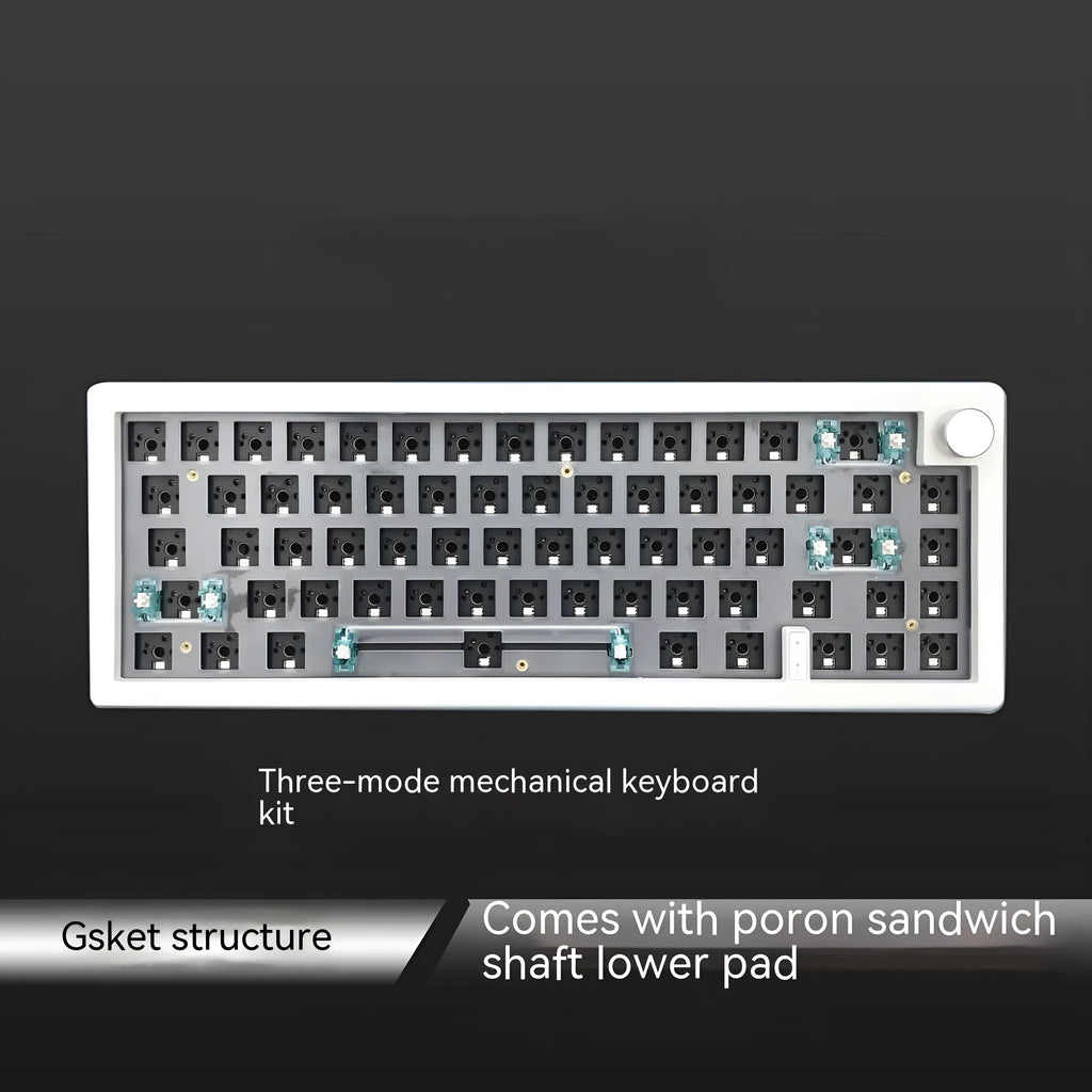 DIY mechanical keyboard kit with RGB lighting and rotary knob in seven colour options