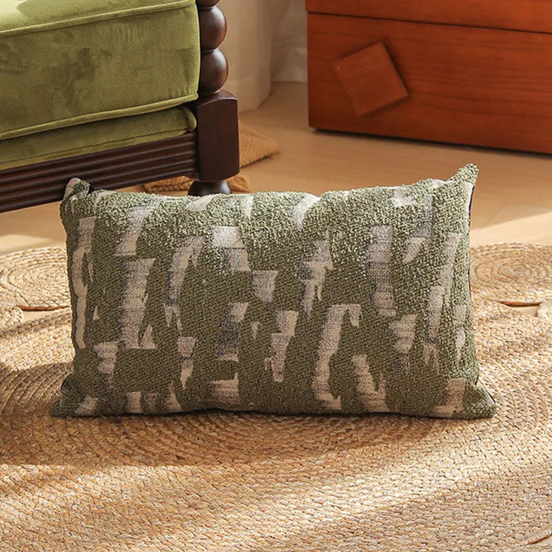 45cm square jacquard waist pillow cushion cover with plant and flower pattern in retro Nordic style.