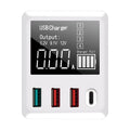 White 4-port QC3.0 and Type-C fast travel charger with optional British plug