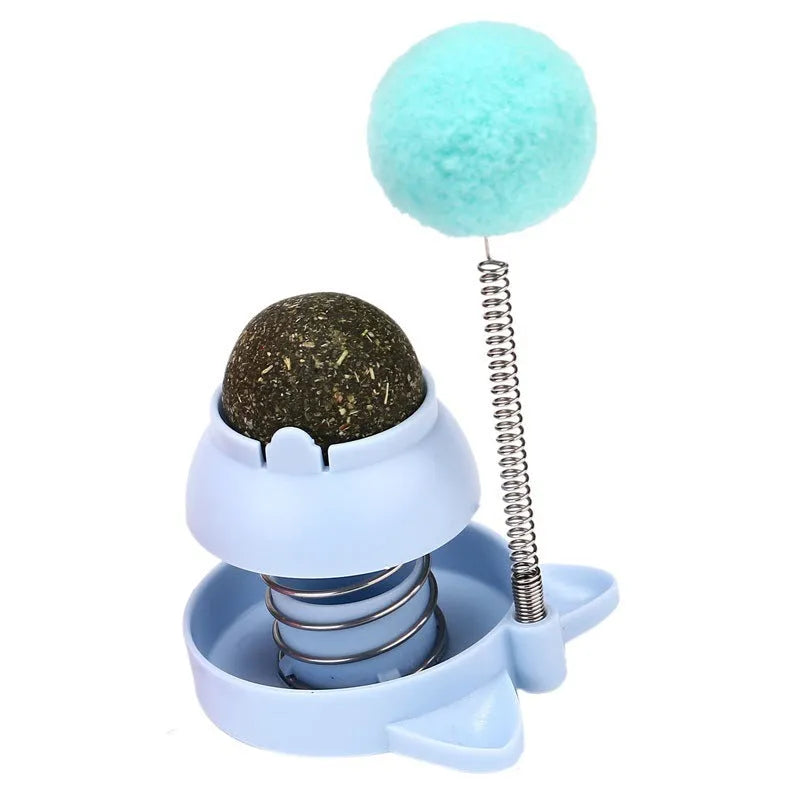 Blue lucky cat licking music mint ball cat toy measuring 55mm for interactive play and dental care