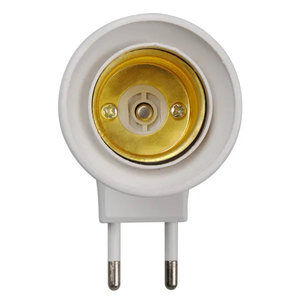 White E27 wall plug-in screw lamp holder with switch control for ceiling light conversion