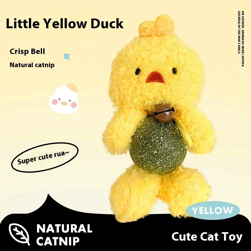 15cm plush catnip ball toy with mint scent and bell in brown bear design