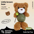 15cm plush catnip ball toy with mint scent and bell in brown bear design