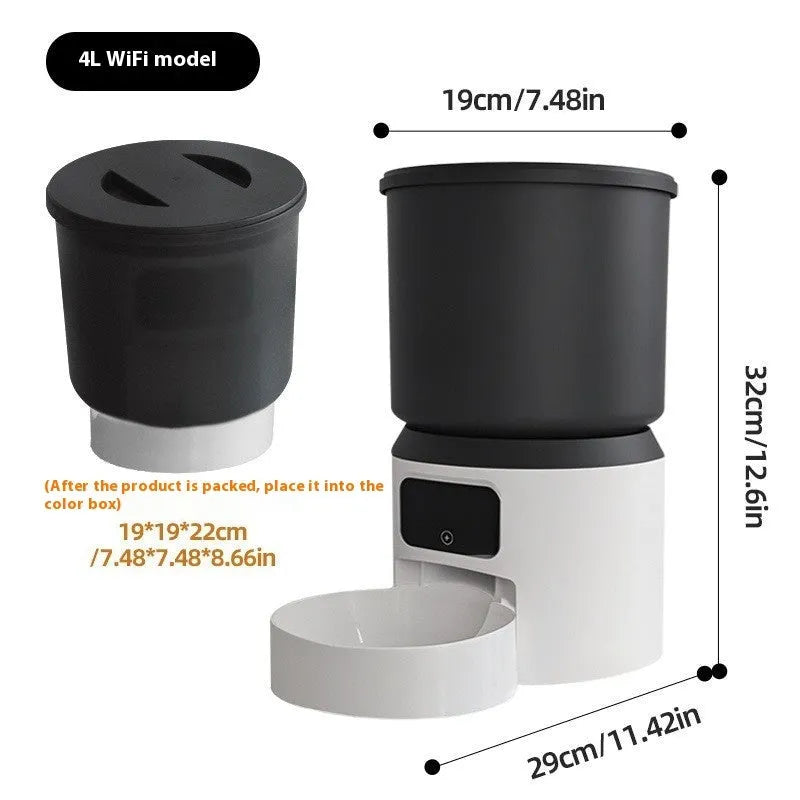 4L smart pet feeder with timing function and remote monitoring for cats and dogs