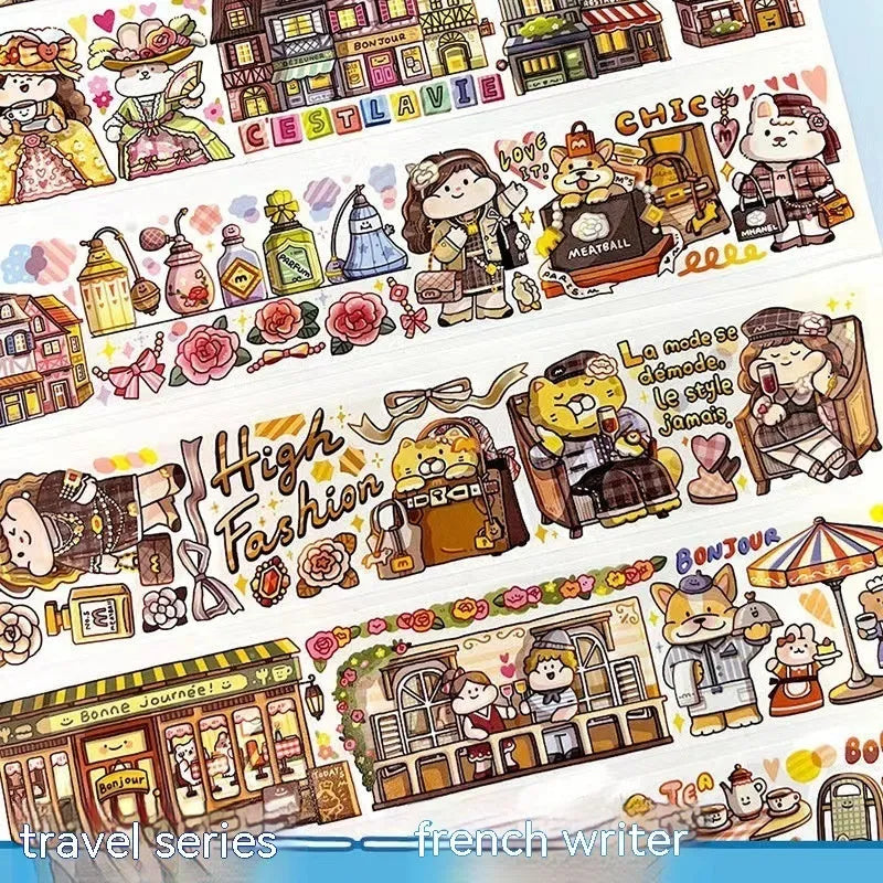 Cute cartoon character sticker on Japanese paper for haemorrhoid tape packaging decoration.
