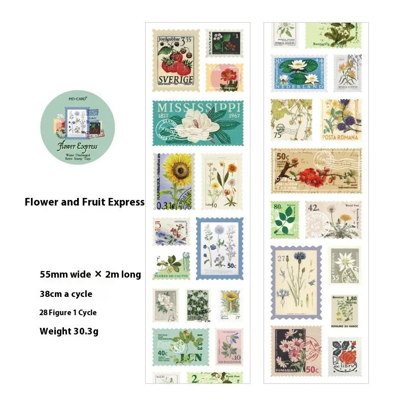 Roll of coated paper stamp stickers for journal decoration, showing butterfly design pattern.