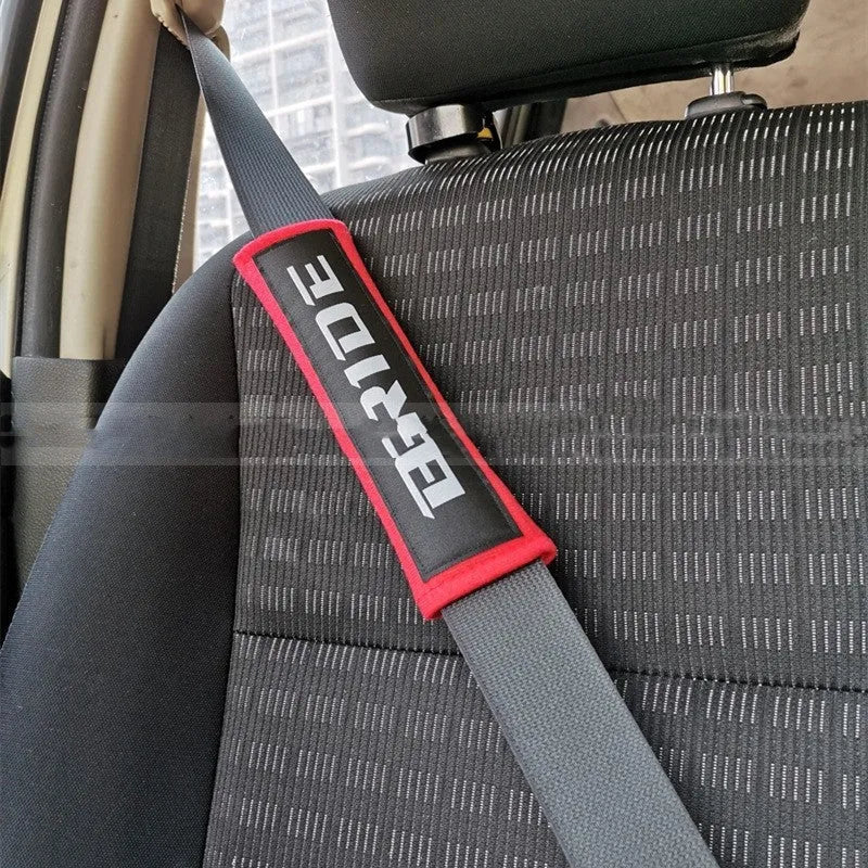 Black, blue and red cotton sponge cloth car safety belt shoulder pads with embroidery weaving