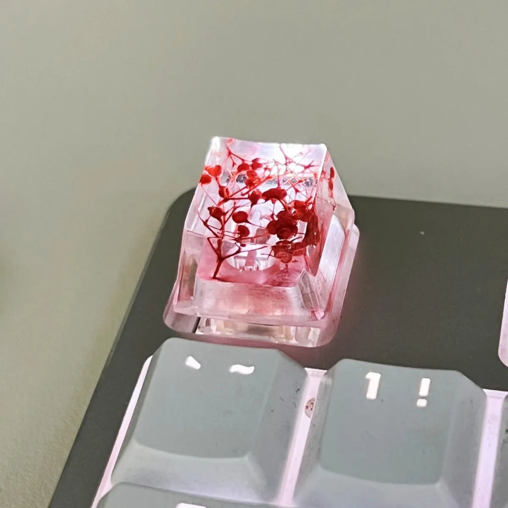 High transparency starry sky design resin keycap for mechanical keyboards in green colour