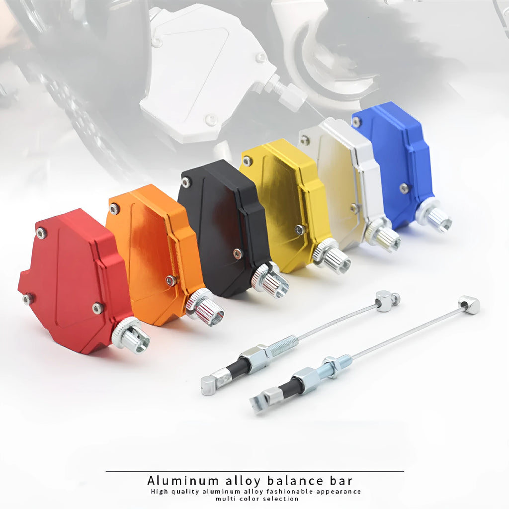 Aluminium motorcycle clutch labour-saving box in red, blue, gold, black, orange, and silver colour options.
