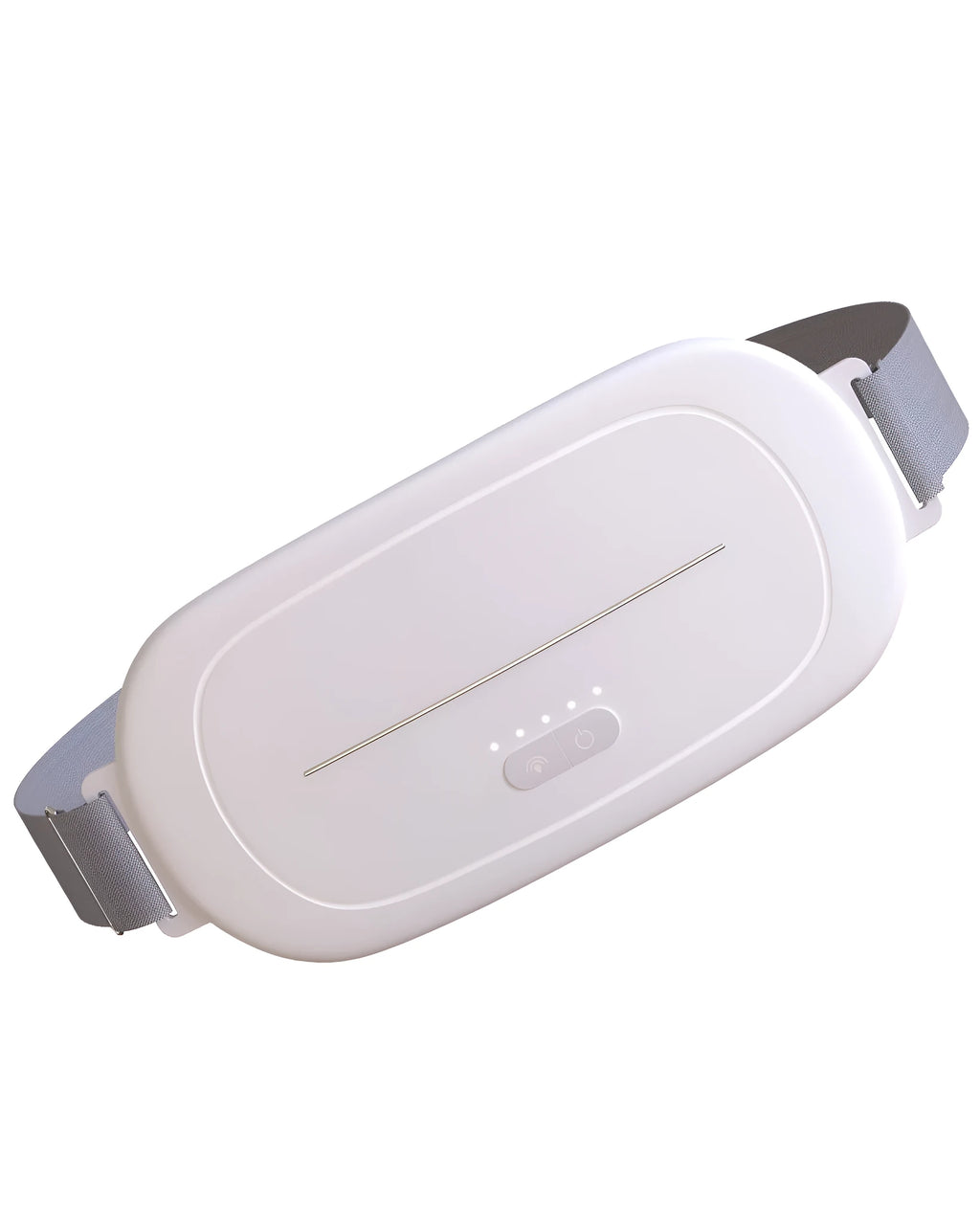 White contoured uterine warming device with USB cable on a neutral background