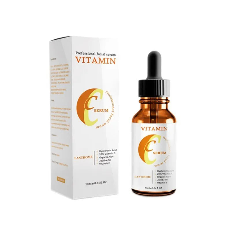 Bottle of vitamin C and hyaluronic acid facial serum, 10 ml net content.