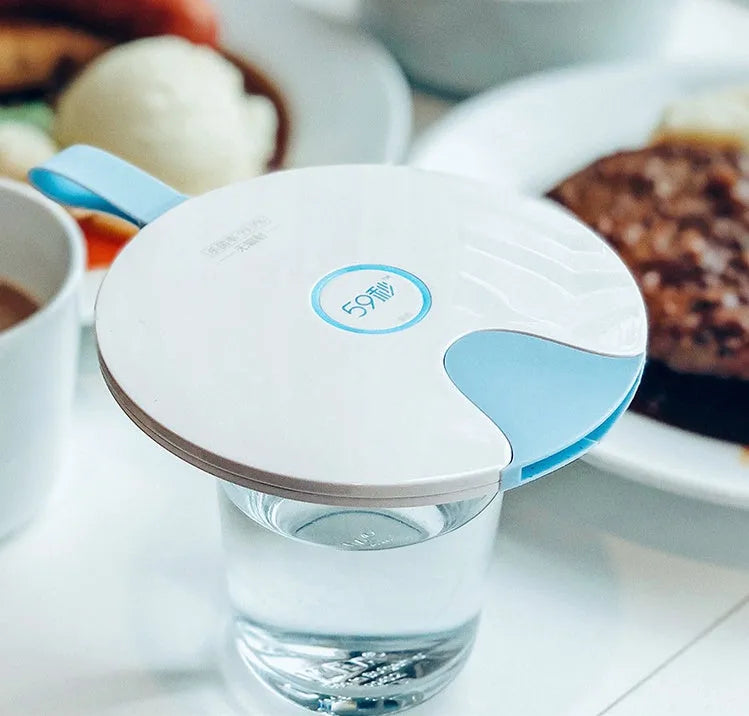 Blue portable UV-C baby bottle steriliser with USB charging cable