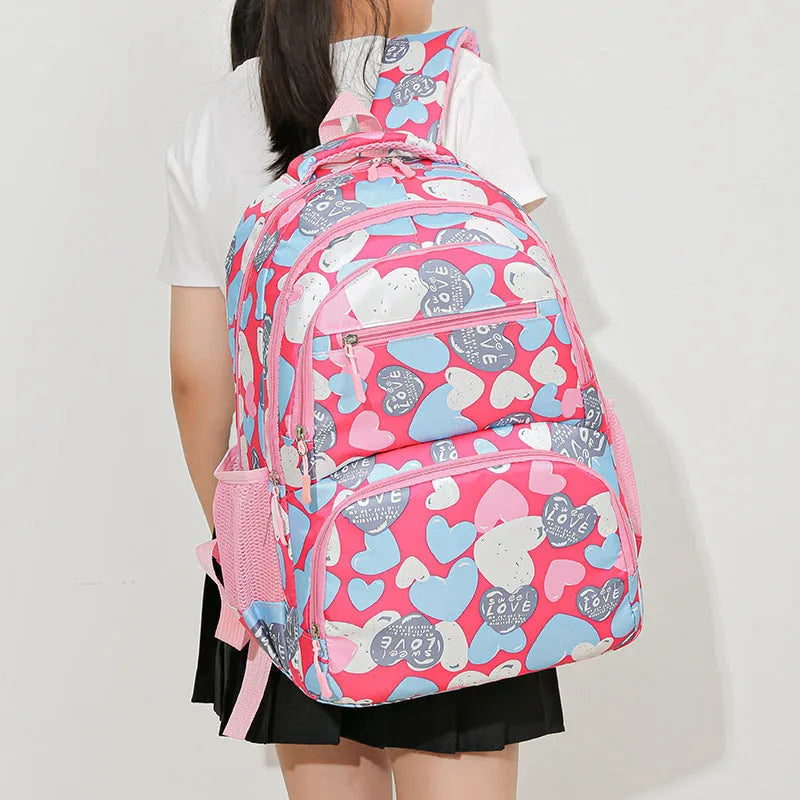 Blue student backpack with air pillow straps, made from Oxford cloth.