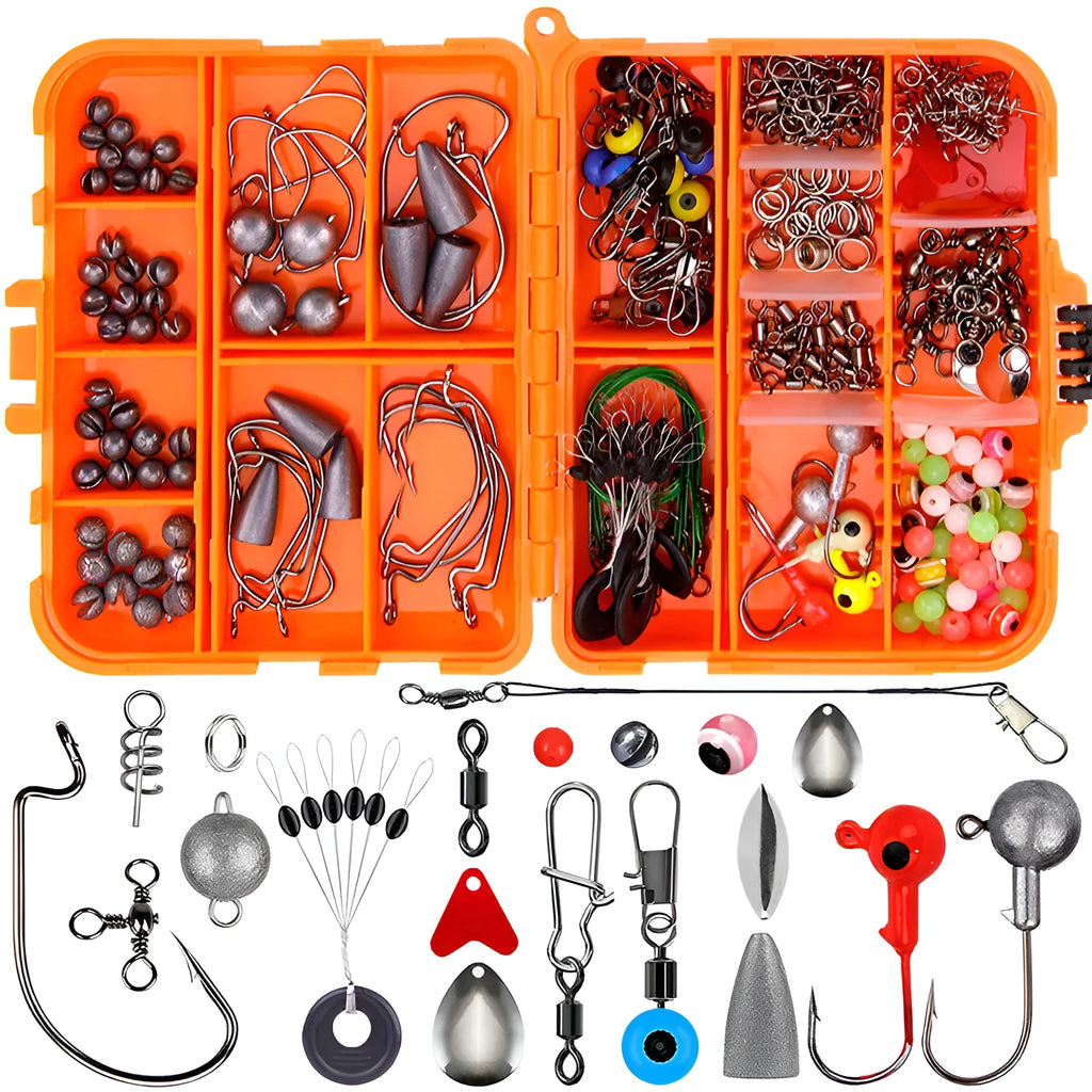 Weihe 257-piece fishing lure accessories set in ABS plastic tackle box for Texas, sea and rock fishing